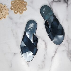 K. Jacques Blue Metallic Tobago Slide Sandal